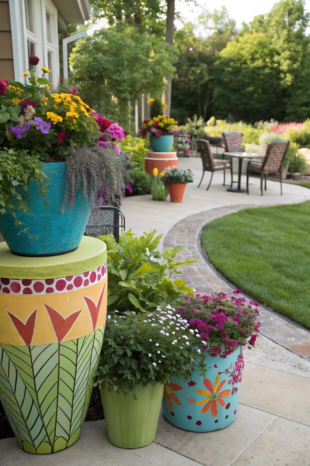 Creative planting containers add individuality and color to your garden.