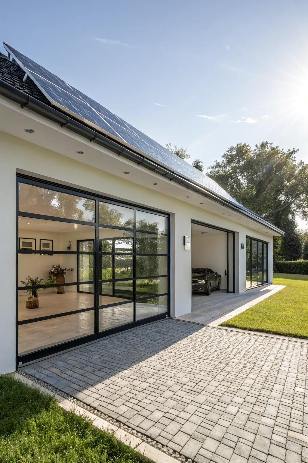 With eco-friendly features, go green in your contemporary garage.