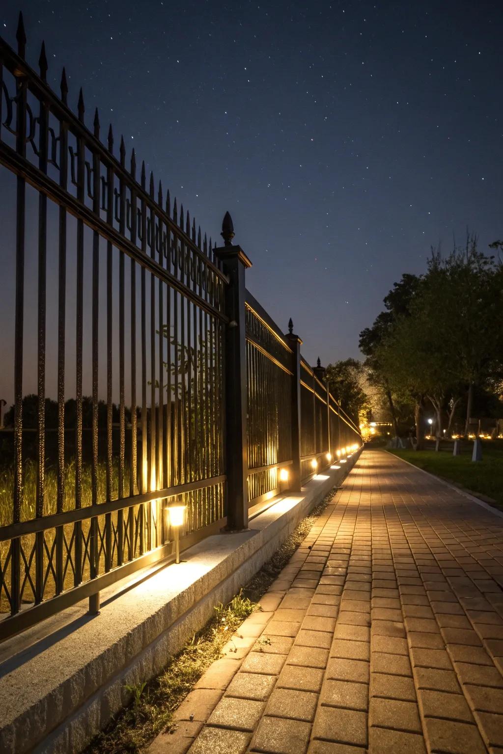 Built-in lighting turns your fence into a nighttime spectacle.
