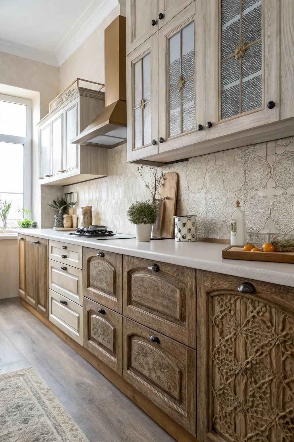 Textured finishes add depth and visual interest.