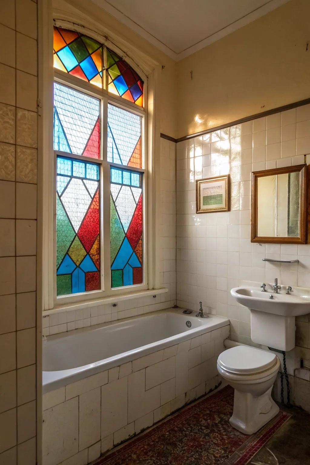 Stained glass introduces privacy and a hint of artistry.