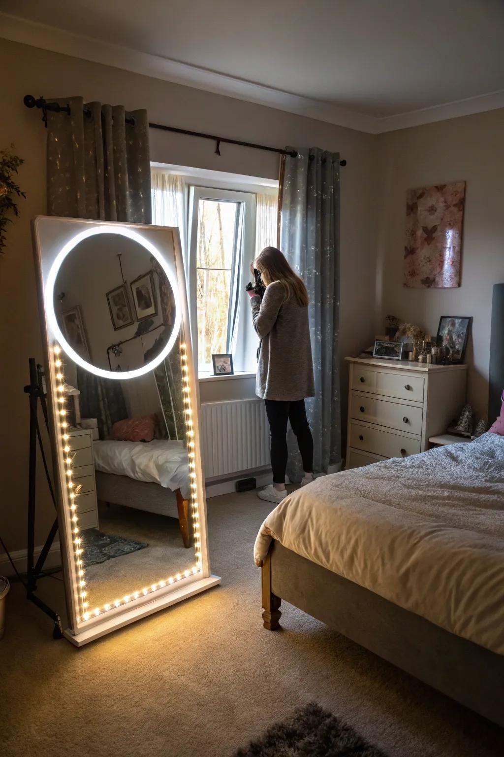 Elegant mirror-back illumination for subtle sophistication.