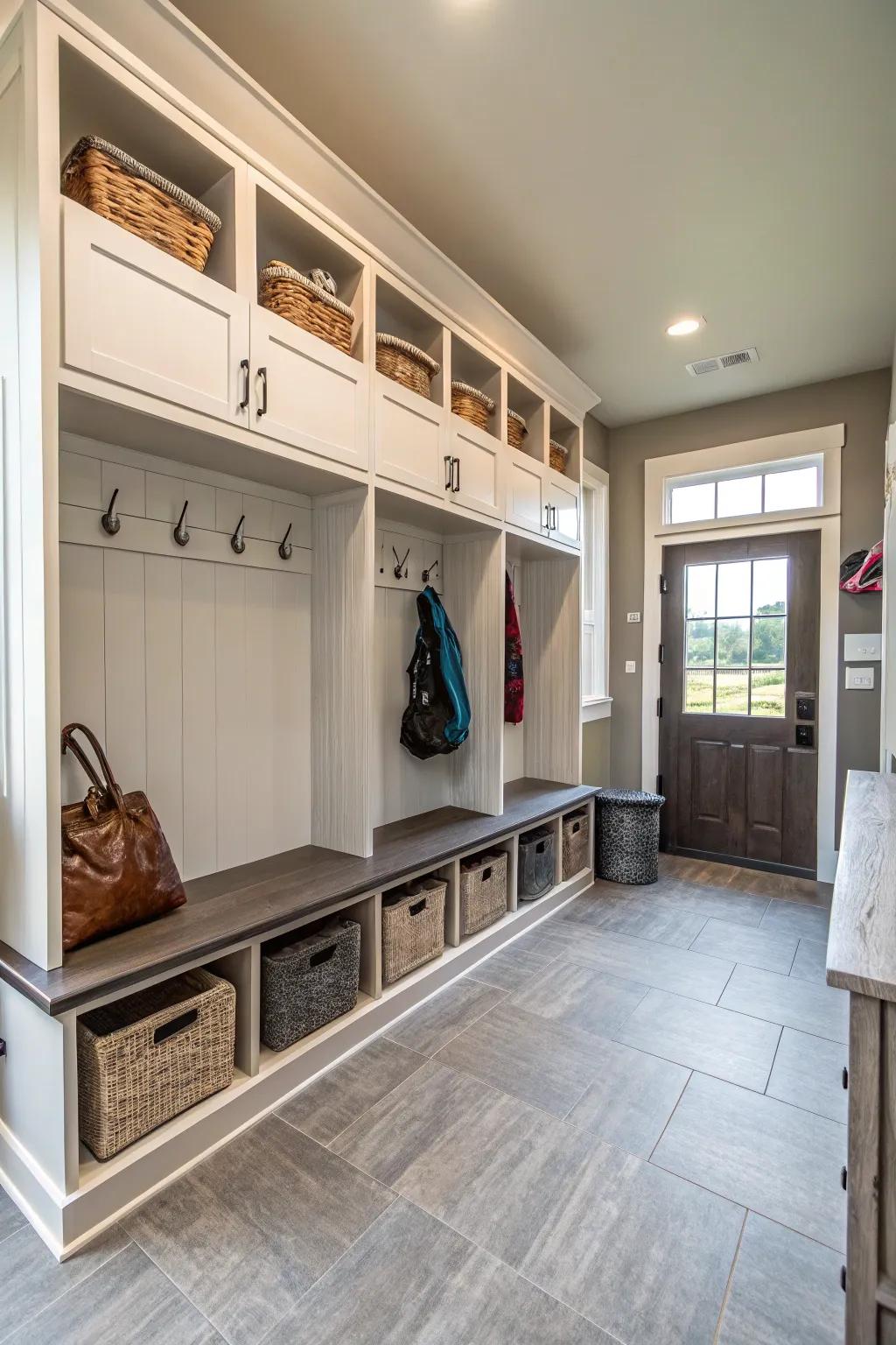 Durable flooring for a hardworking mudroom.