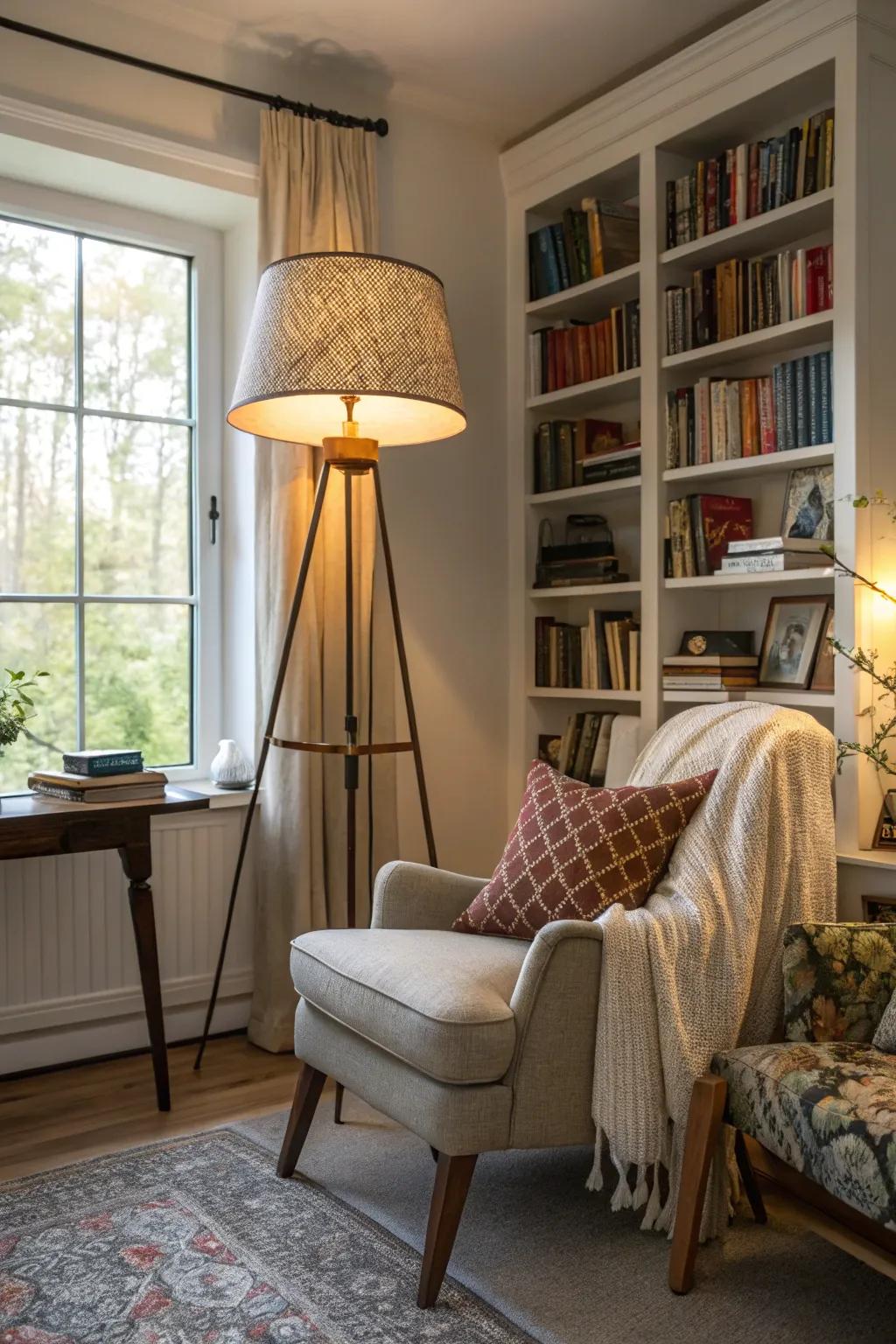 Up-lights create a balanced and comfortable lighting environment.