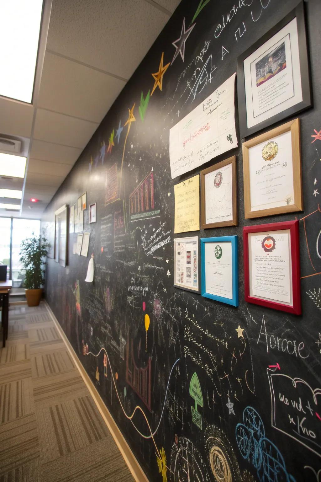 An interactive slateboard that fosters creativity and brainstorming within the office.