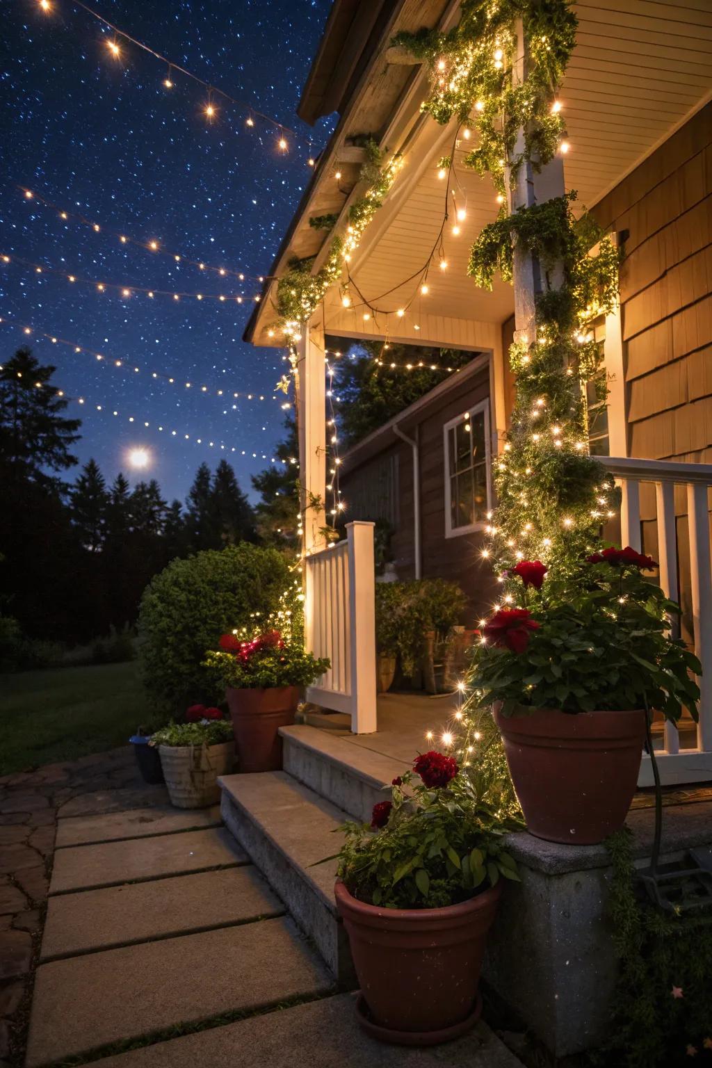 Pixie lights bestow caprice and enchantment upon your veranda.