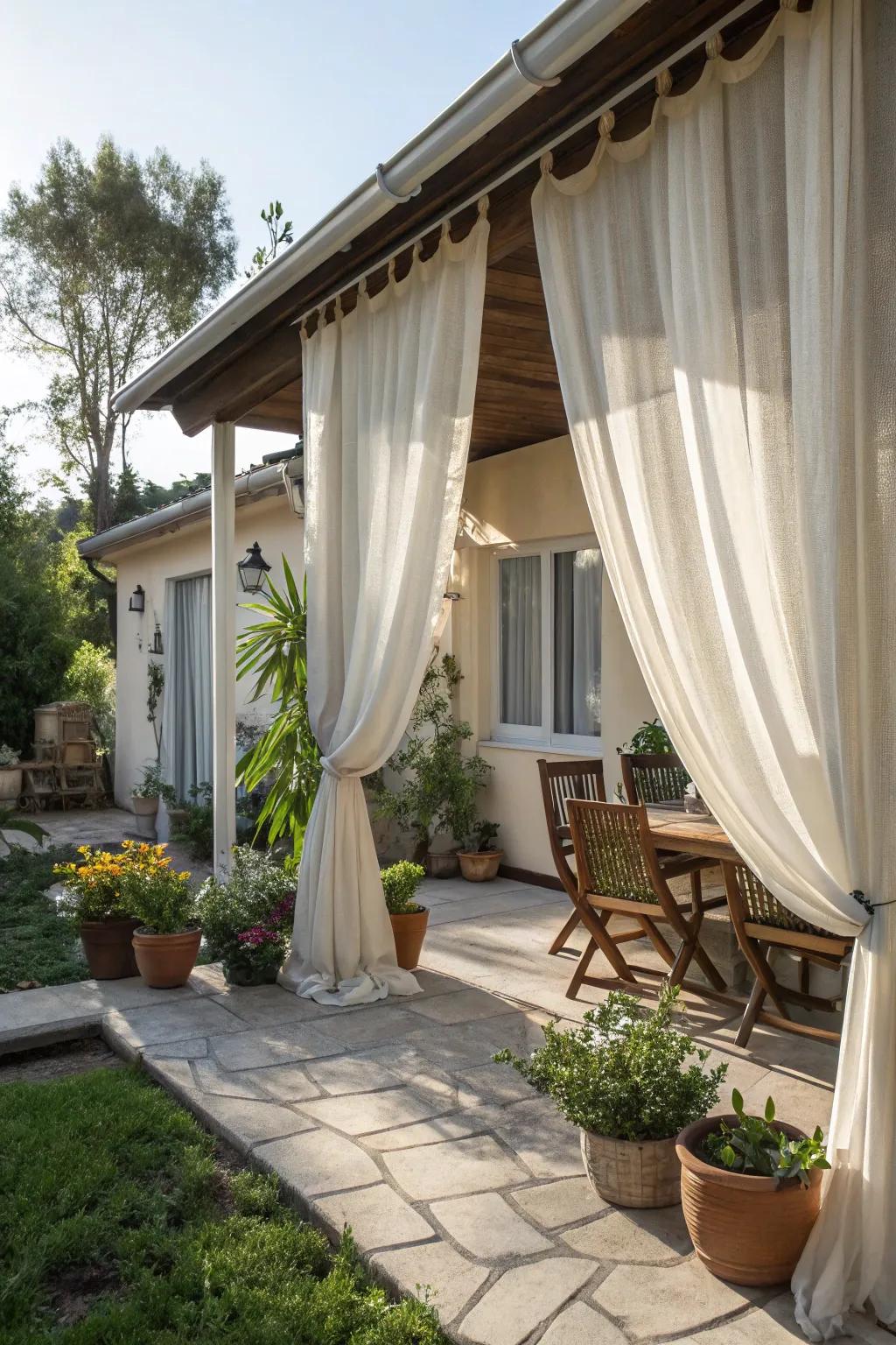 Craft a dreamy ambiance with exterior drapes.