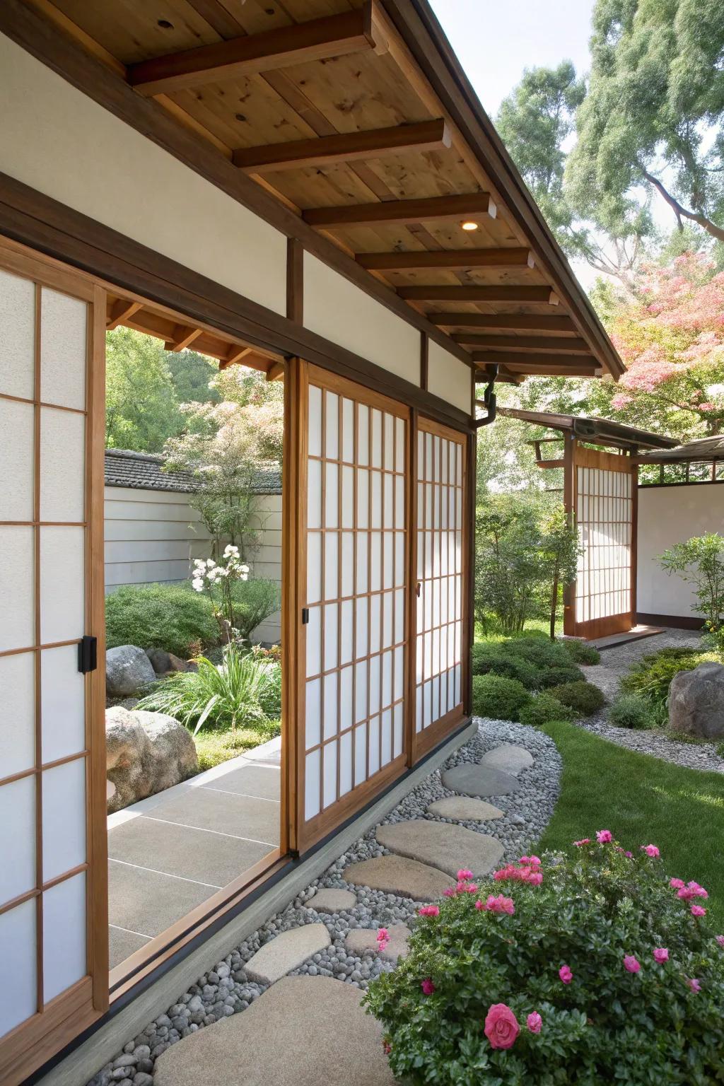 Gliding Shoji dividers introduce sophistication and solitude to your patio.