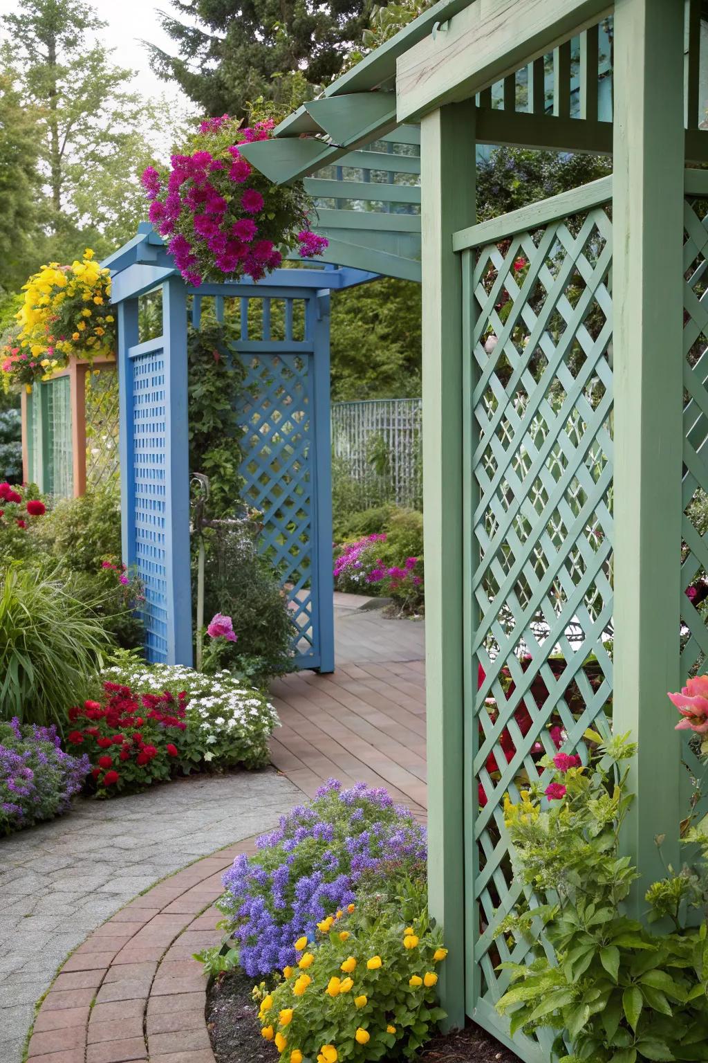 Colorful lattice panels bring vibrant personality to your patio.