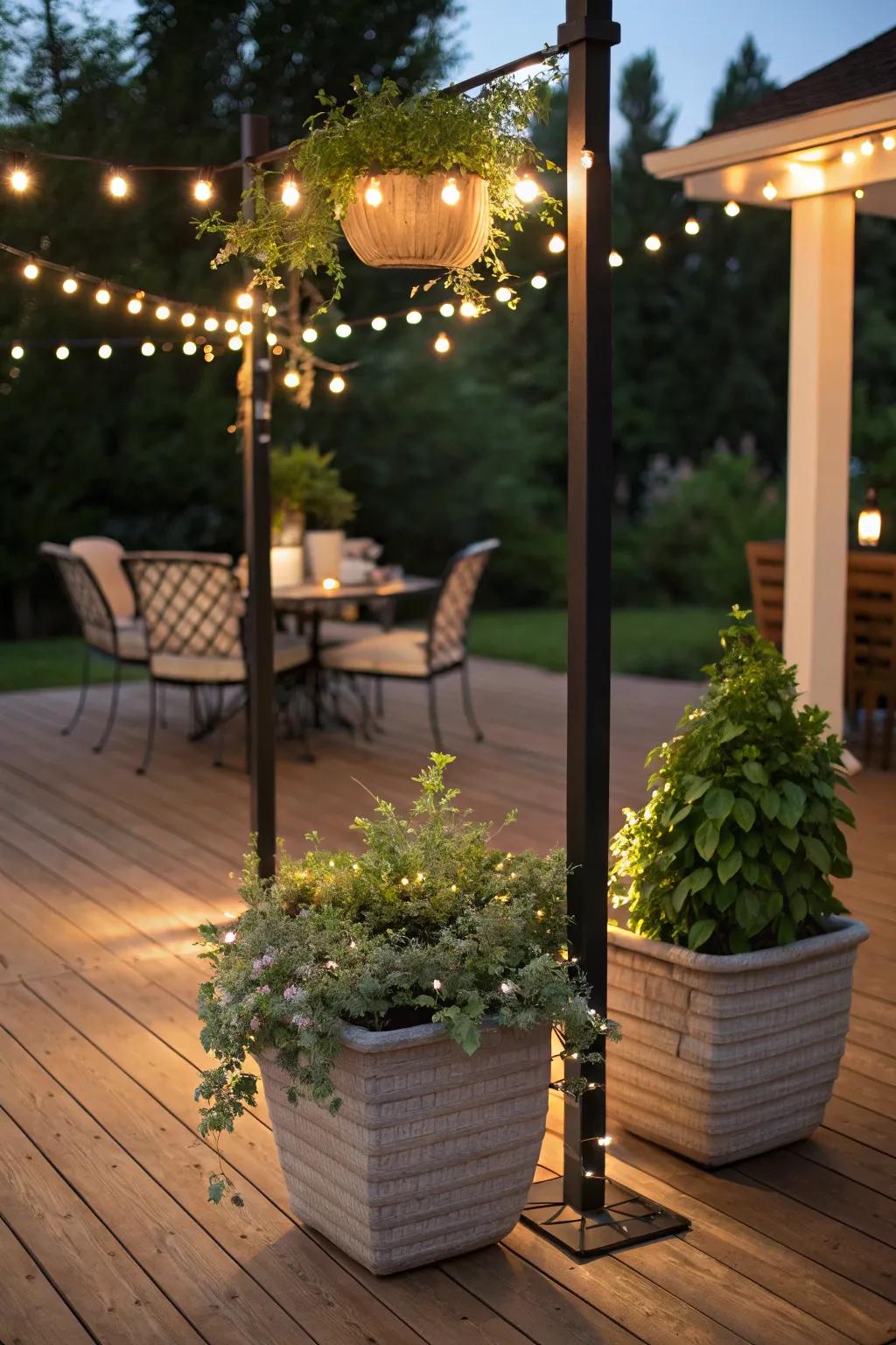 Create light using planters.