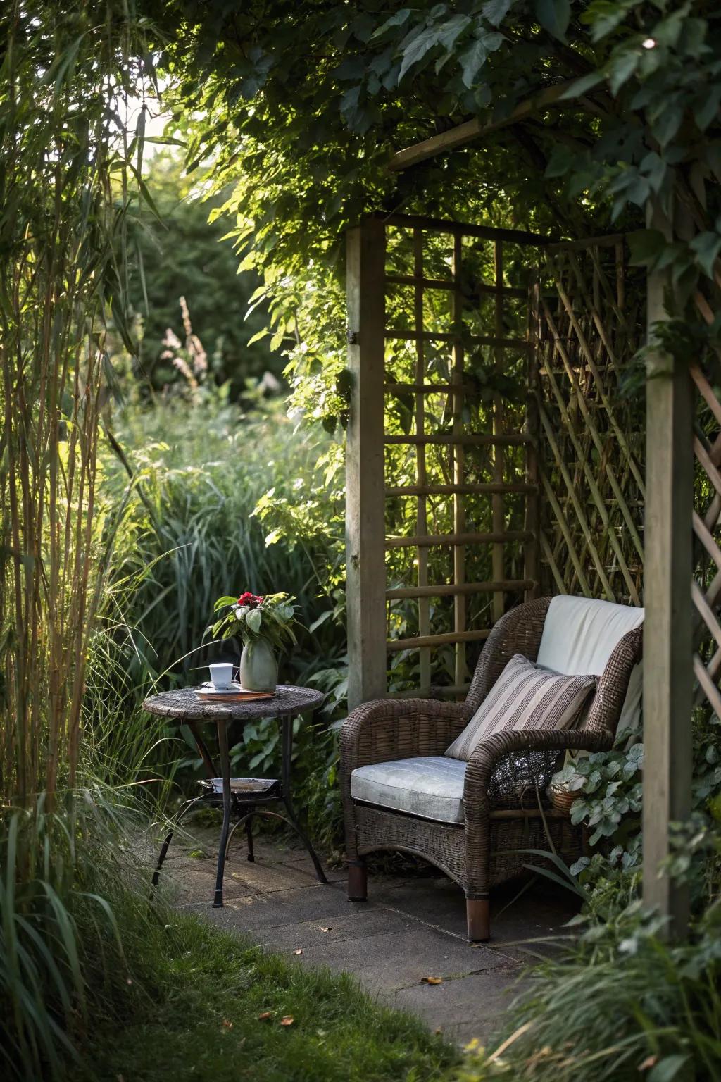 A secluded garden hideaway offering a personal sanctuary.