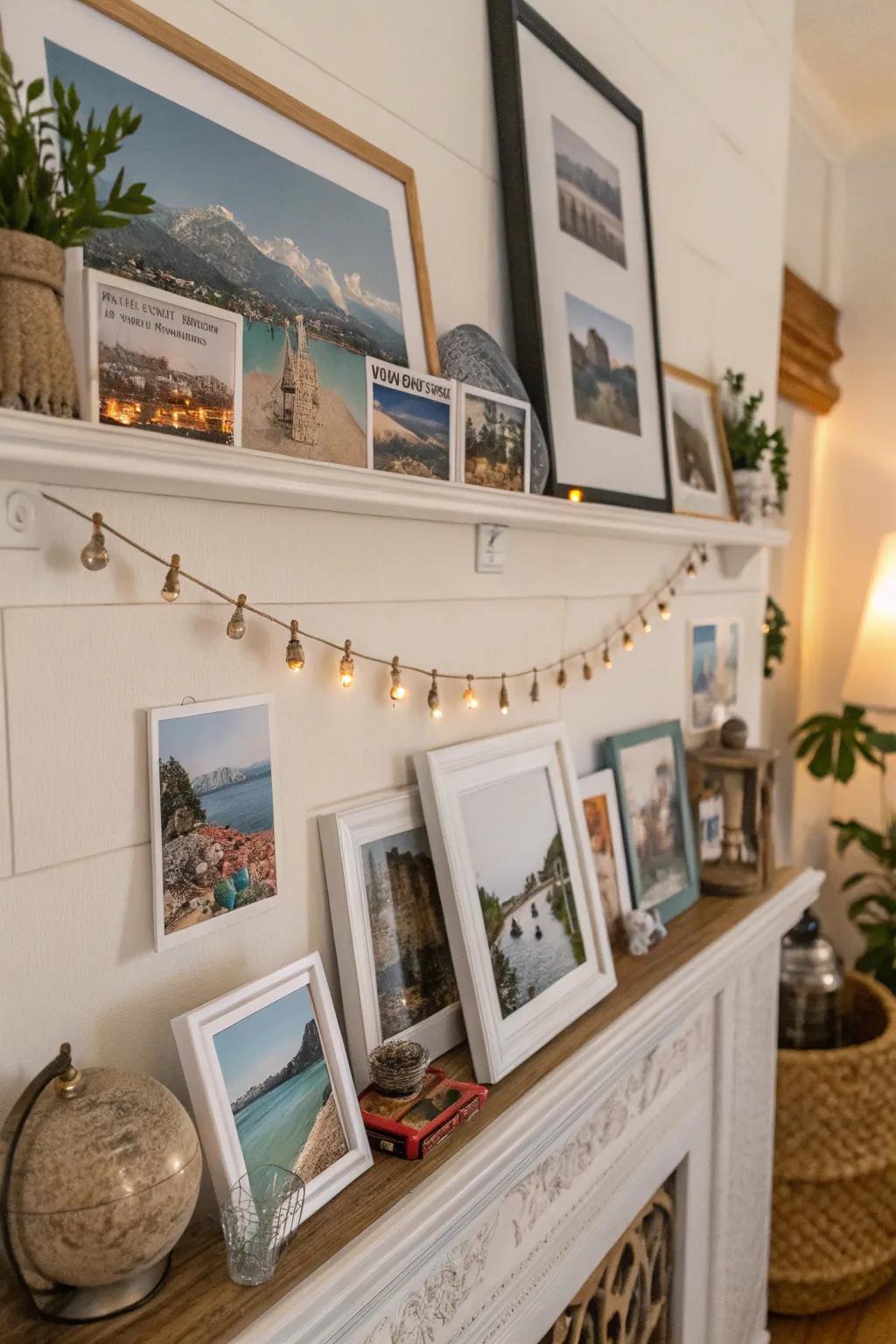 Personalize your ledge with treasured images for a comforting impression.