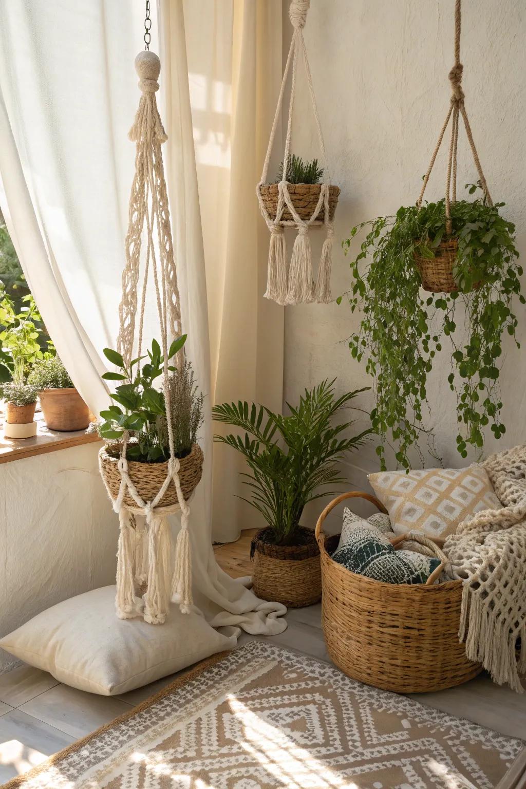 A bohemian botanical setting exuding laid-back charm.