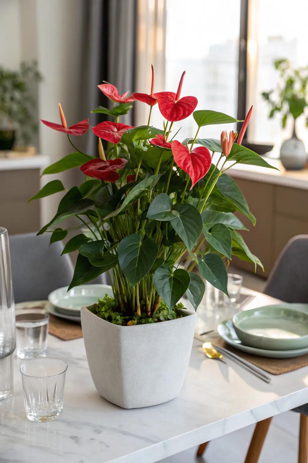 Striking red blooms, bringing color and joy to mom's decor.