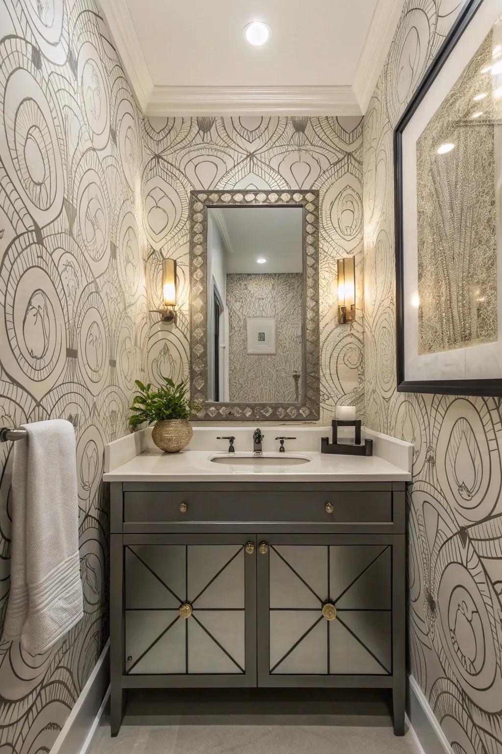 Energetic lines inject energy and fluidity into your guest bathroom.