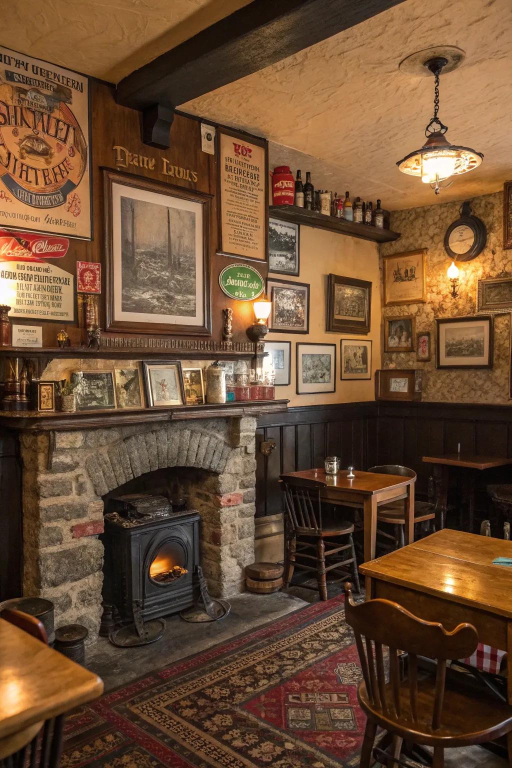 Vintage discoveries introduce history and charm to your pub design.