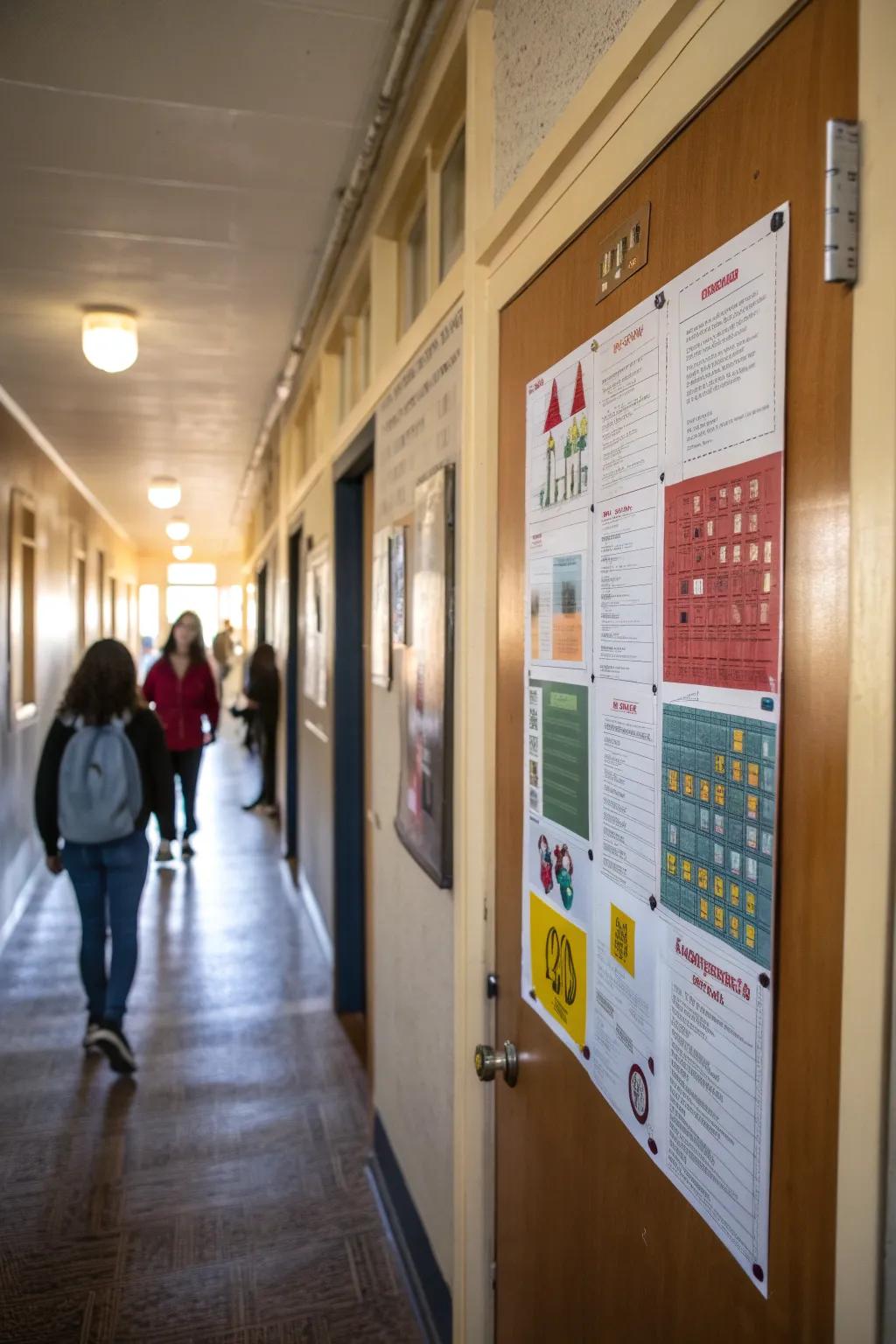 Celebrate learning with door decor around educational themes.