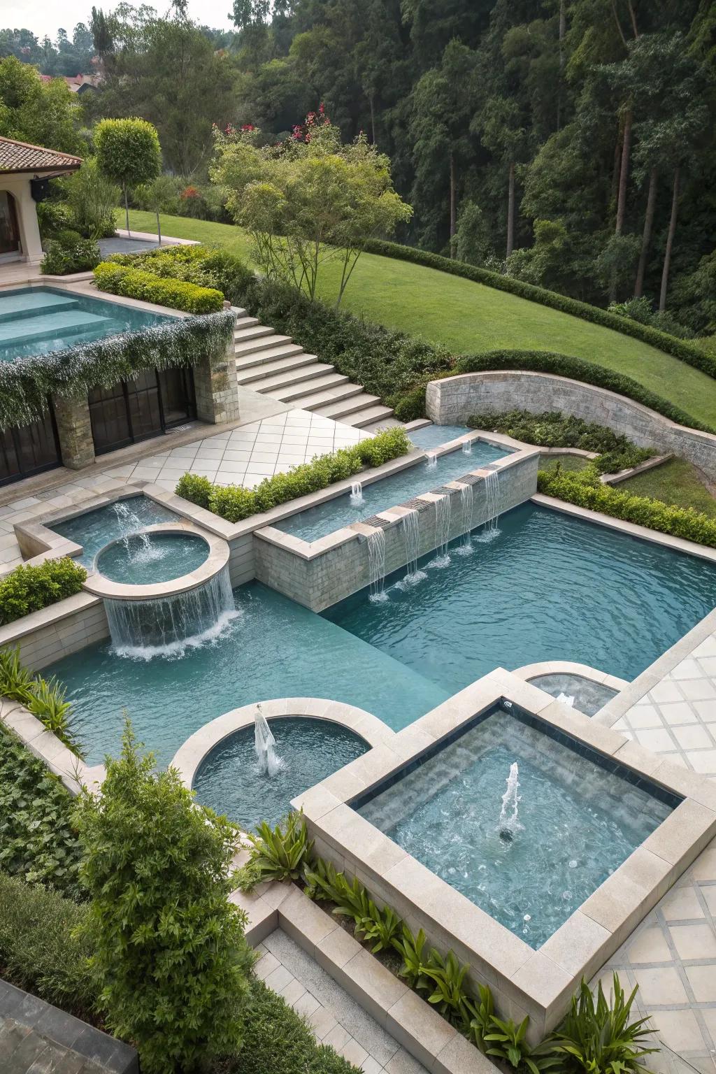 Multi-level pools make the most of your outdoor space.