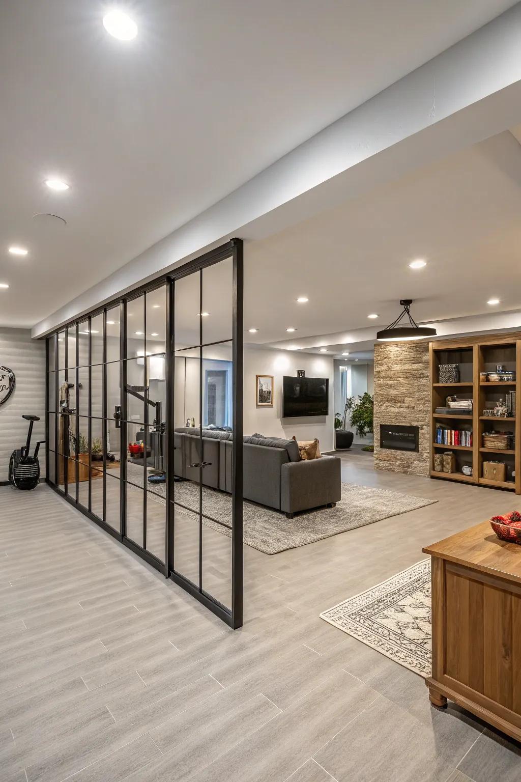 Partition walls provide structured division for functional spaces.