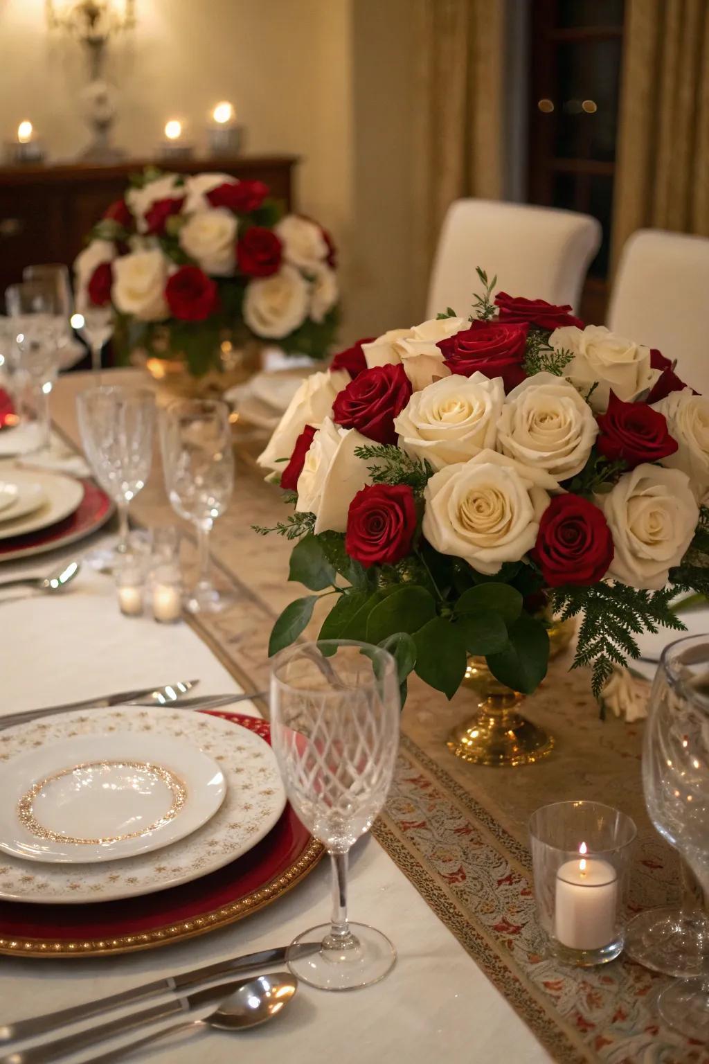 Traditional grace through structured symmetrical bouquets.