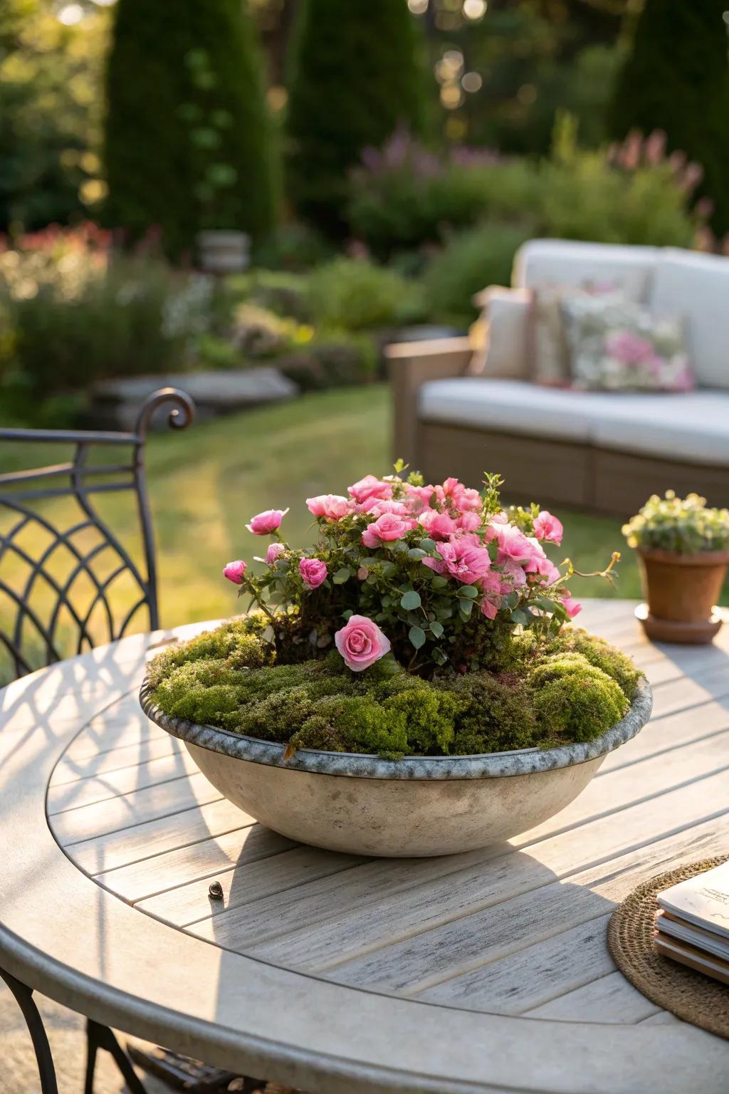 Transfer color onto your alfresco dining setting through a sun jewels focal piece.