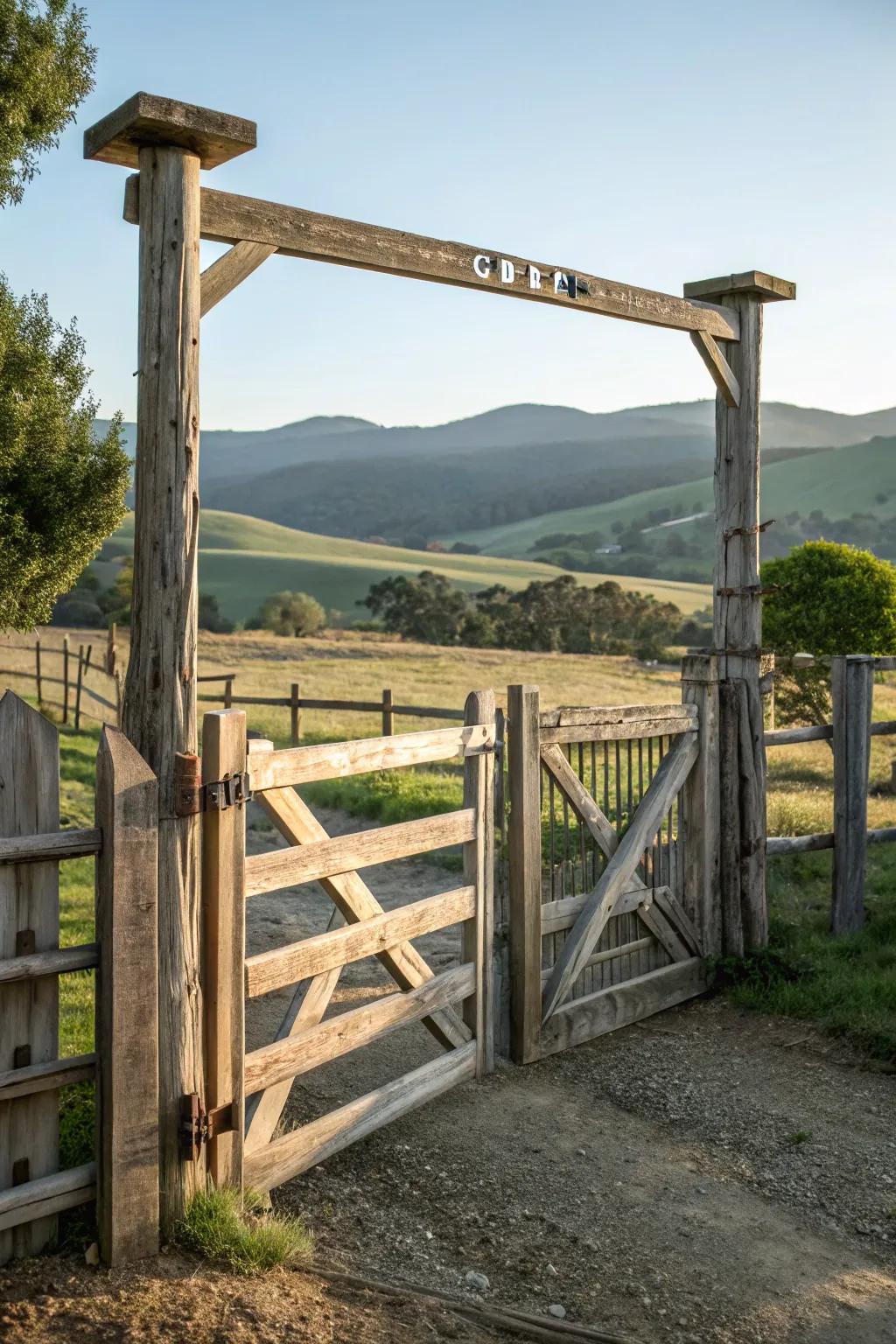 A sophisticated rural portal crafted from cedar timber.