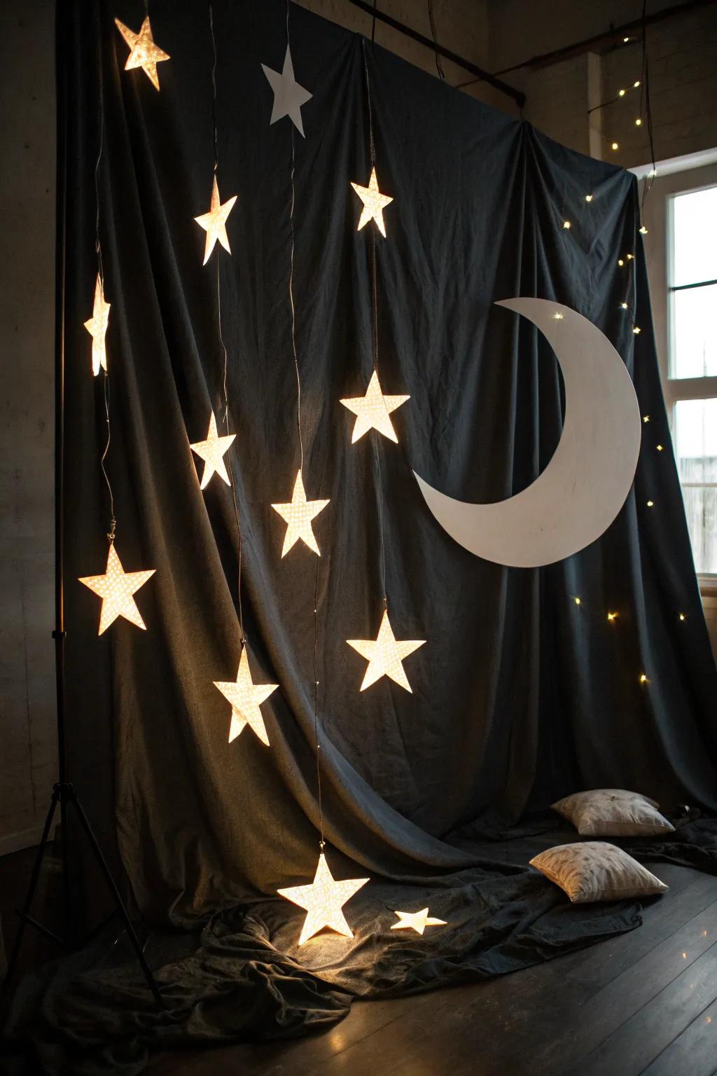 Capture celestial beauty utilizing a starlit design.