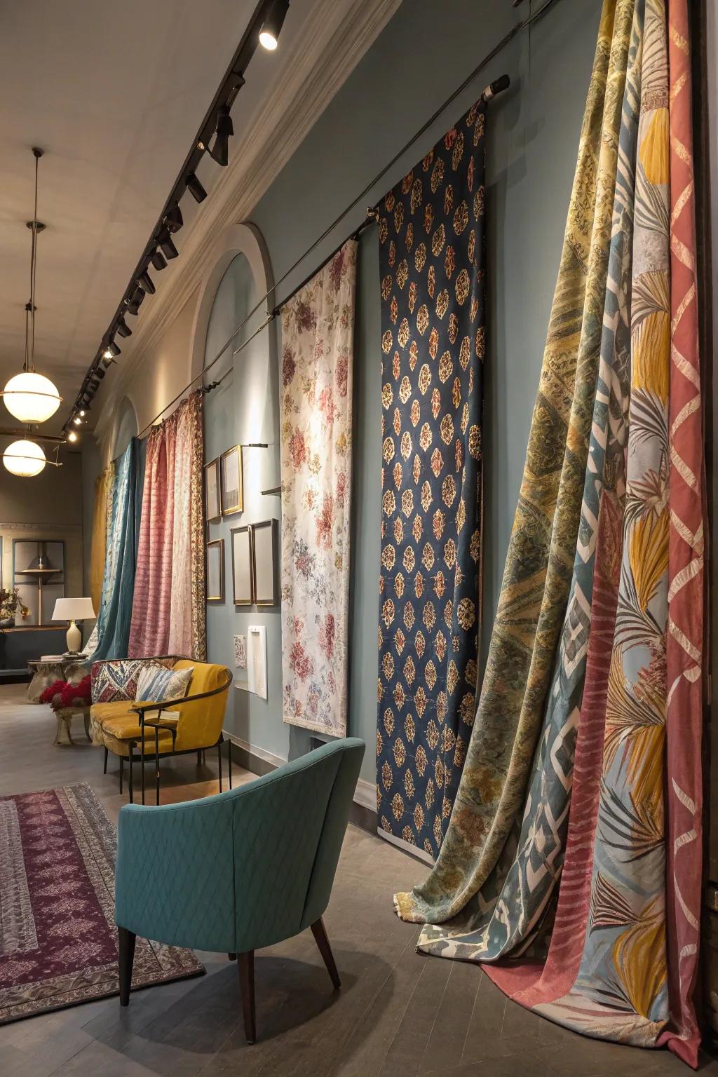 Designed textile constructs a vibrant, diverse selfie wall.