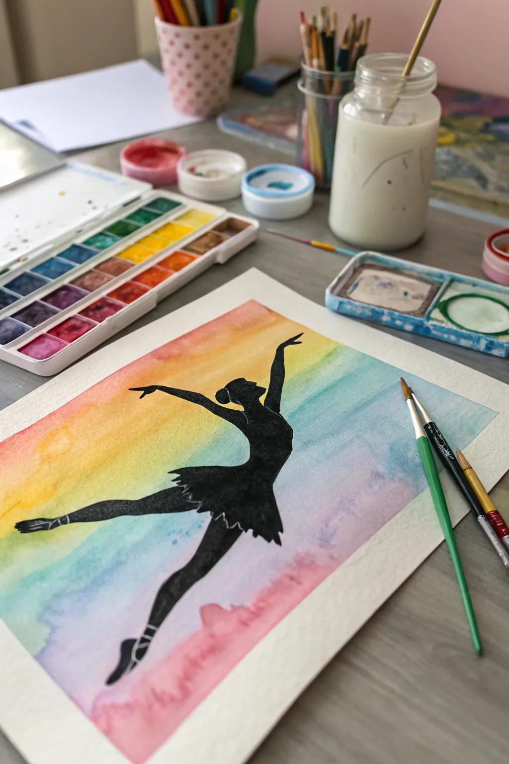 An abstract dancer silhouette delivers avant-garde flair.