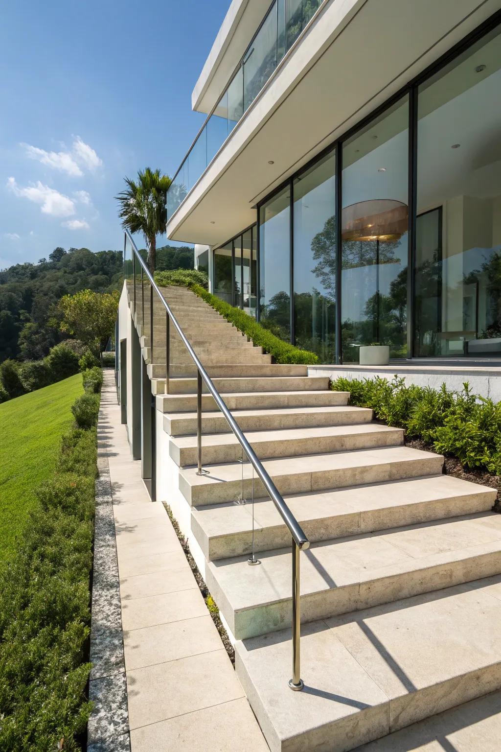 Levitating handrails engender a satiny and modern ruse.