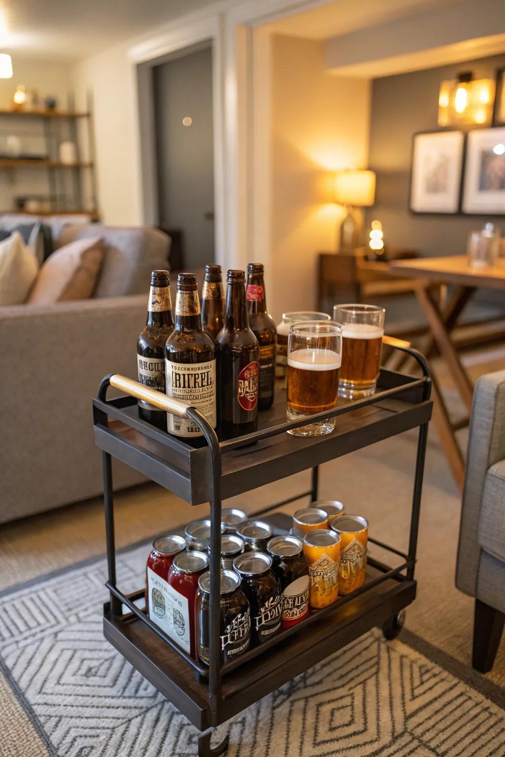 Movable bar utility ale presentation for spirited entertaining.
