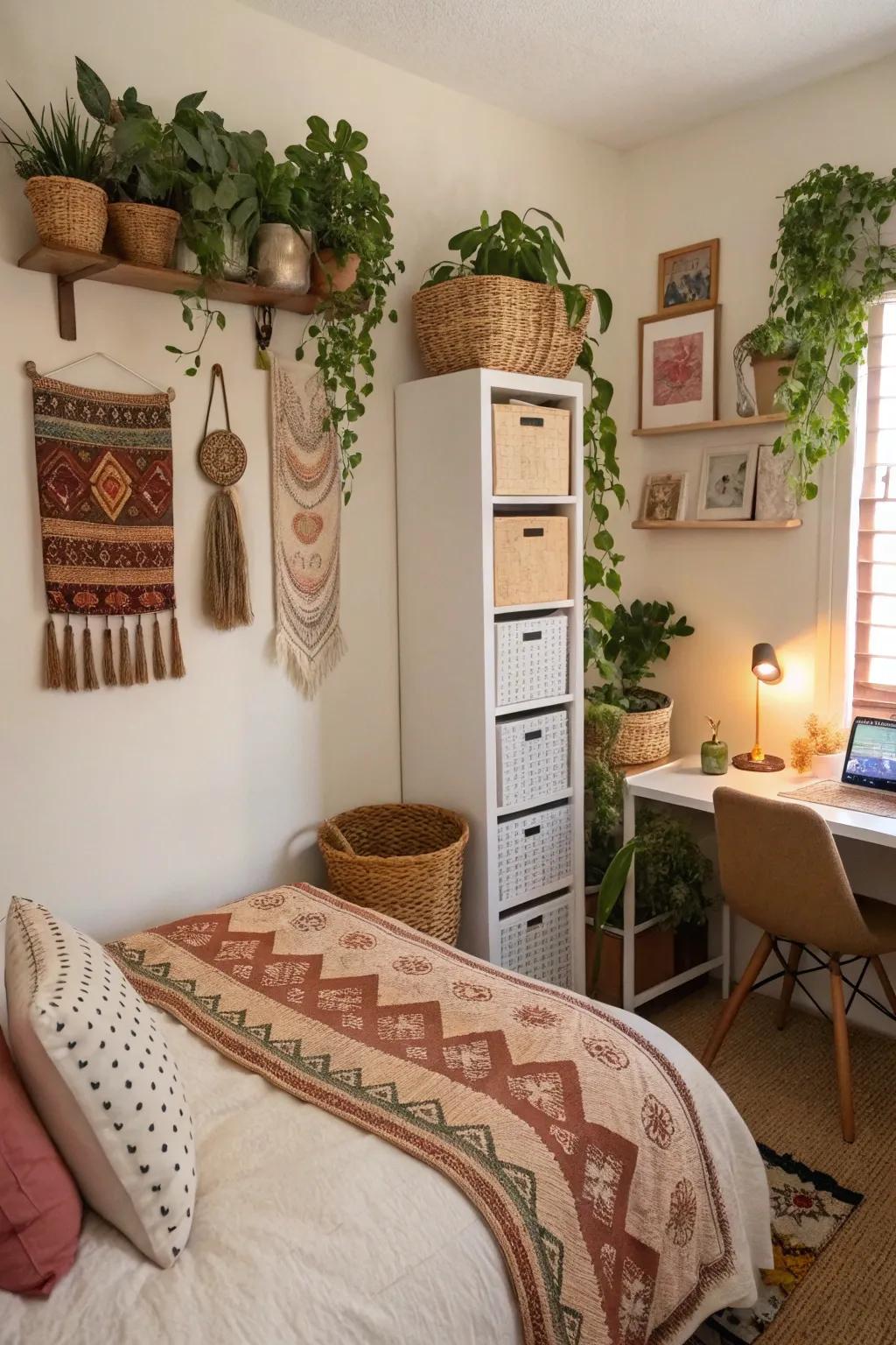 Vertical space contributes function and style without cluttering the floor