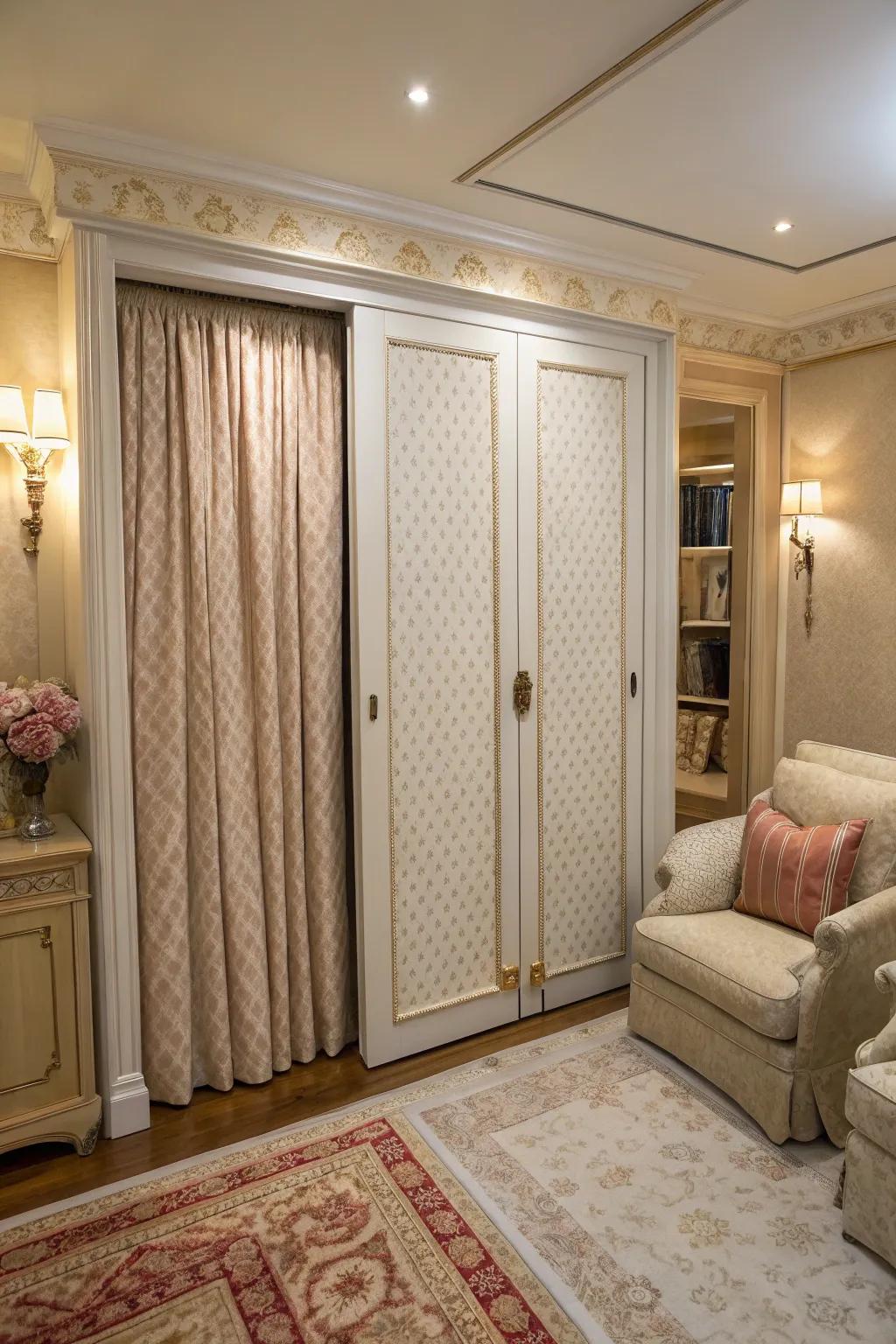 Upholstered doors offer warmth and texture.
