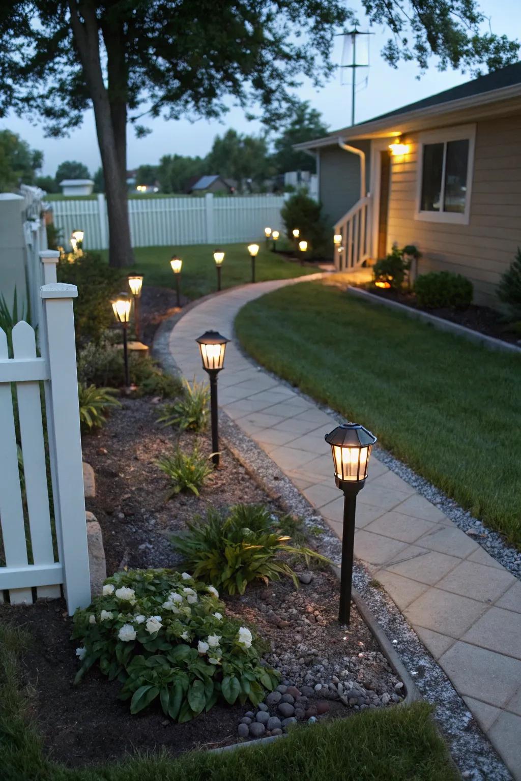 Solar lights deliver eco-friendly illumination.