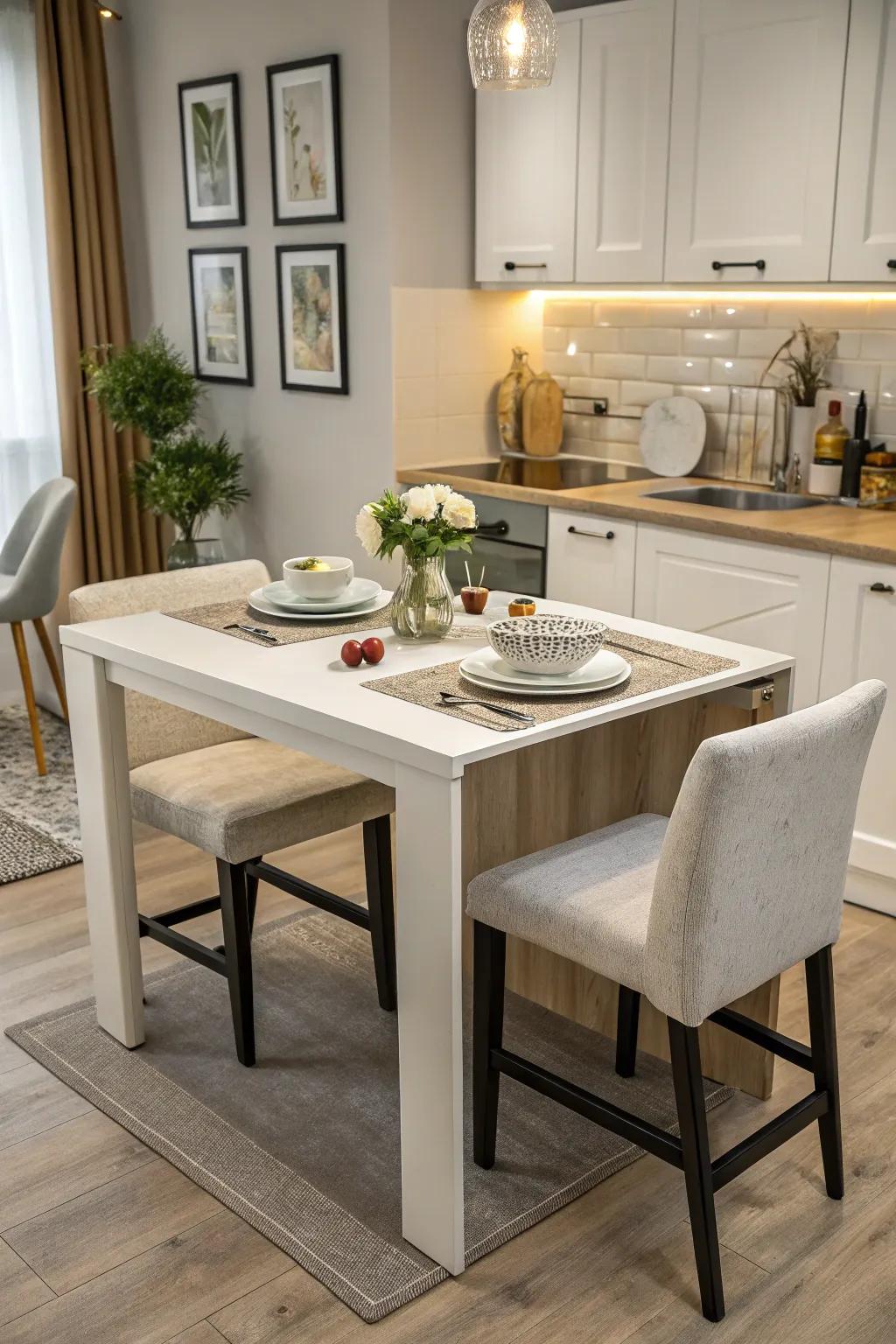 An adaptable console table for flexible dining solutions.