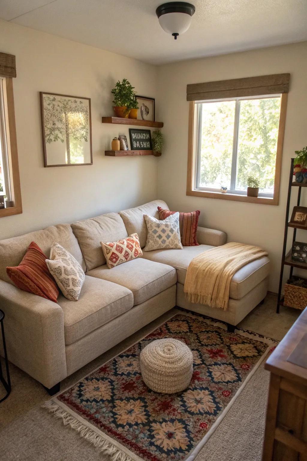 Compact sectionals deliver comfort without congestion.