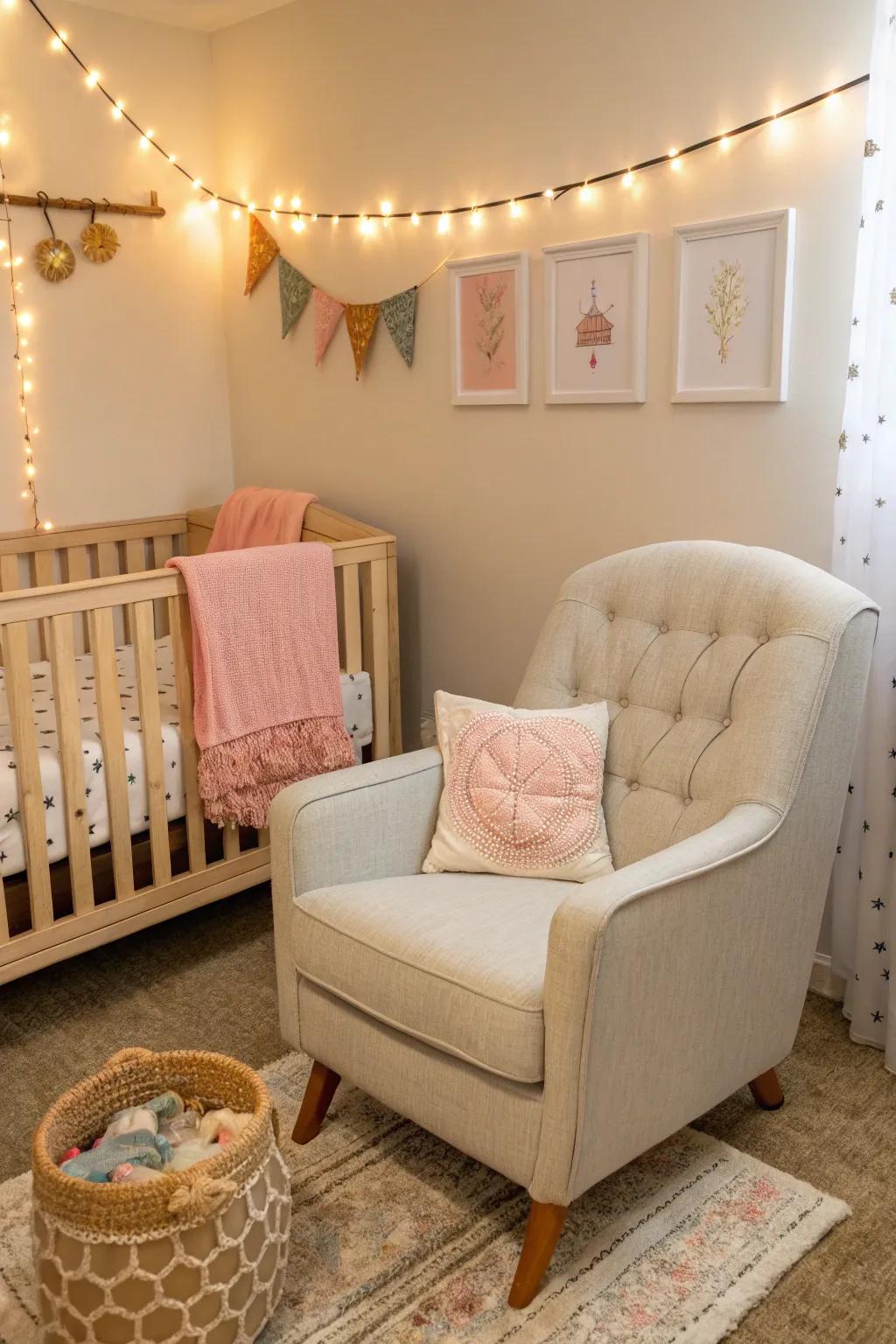 A small chair offers comfort without taking up much space.