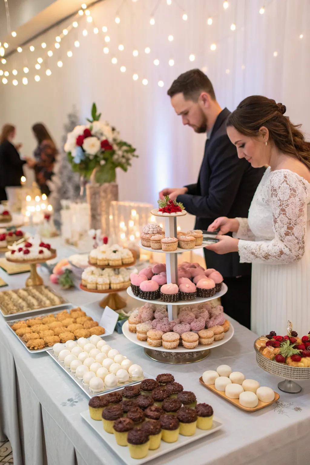 An interactive dessert display featuring customizable indulgences for attendees.