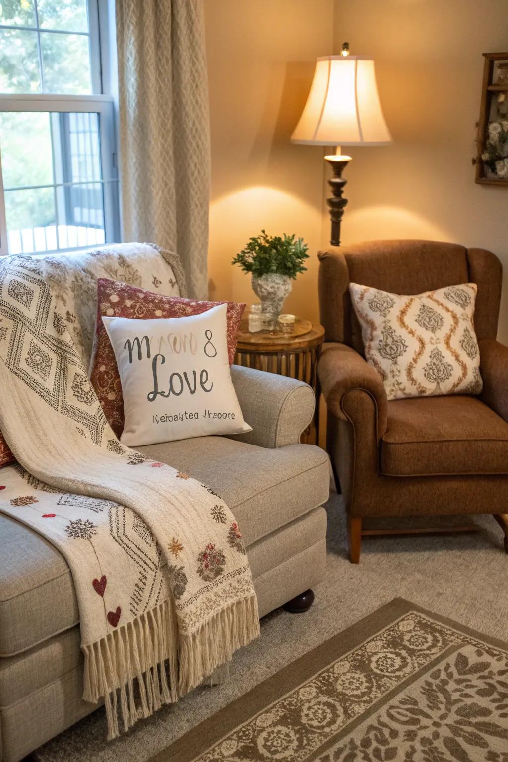 Personal accessories like throws and pillows add warmth and individuality.