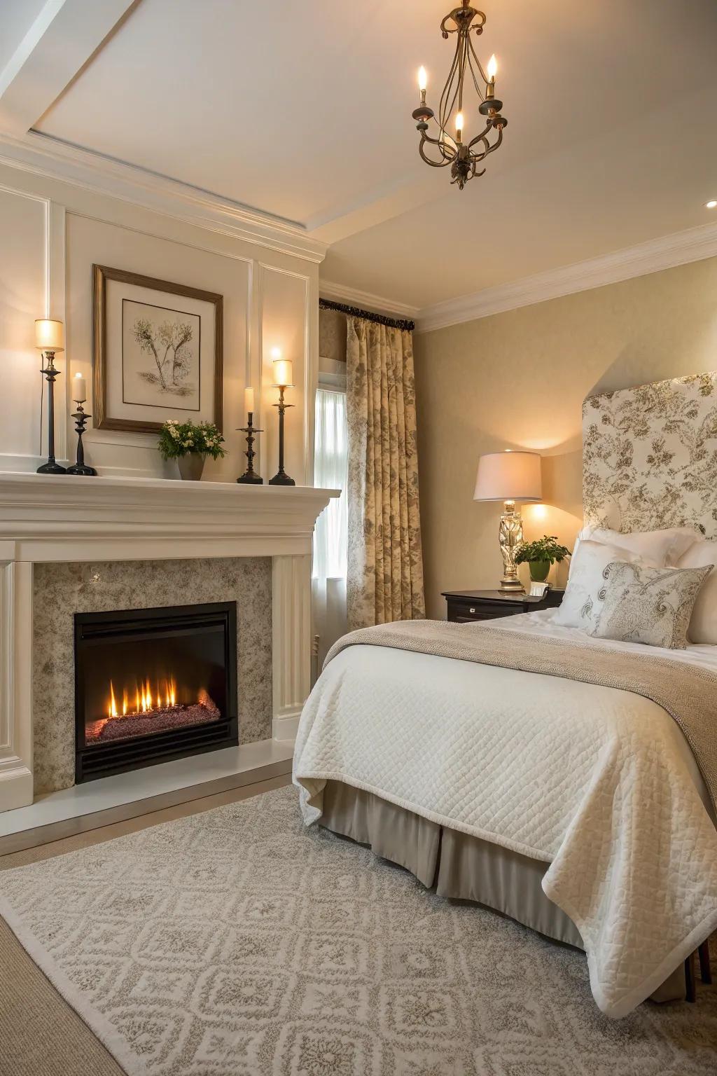 An electric hearth adds a cozy and luxurious touch to your spa retreat.