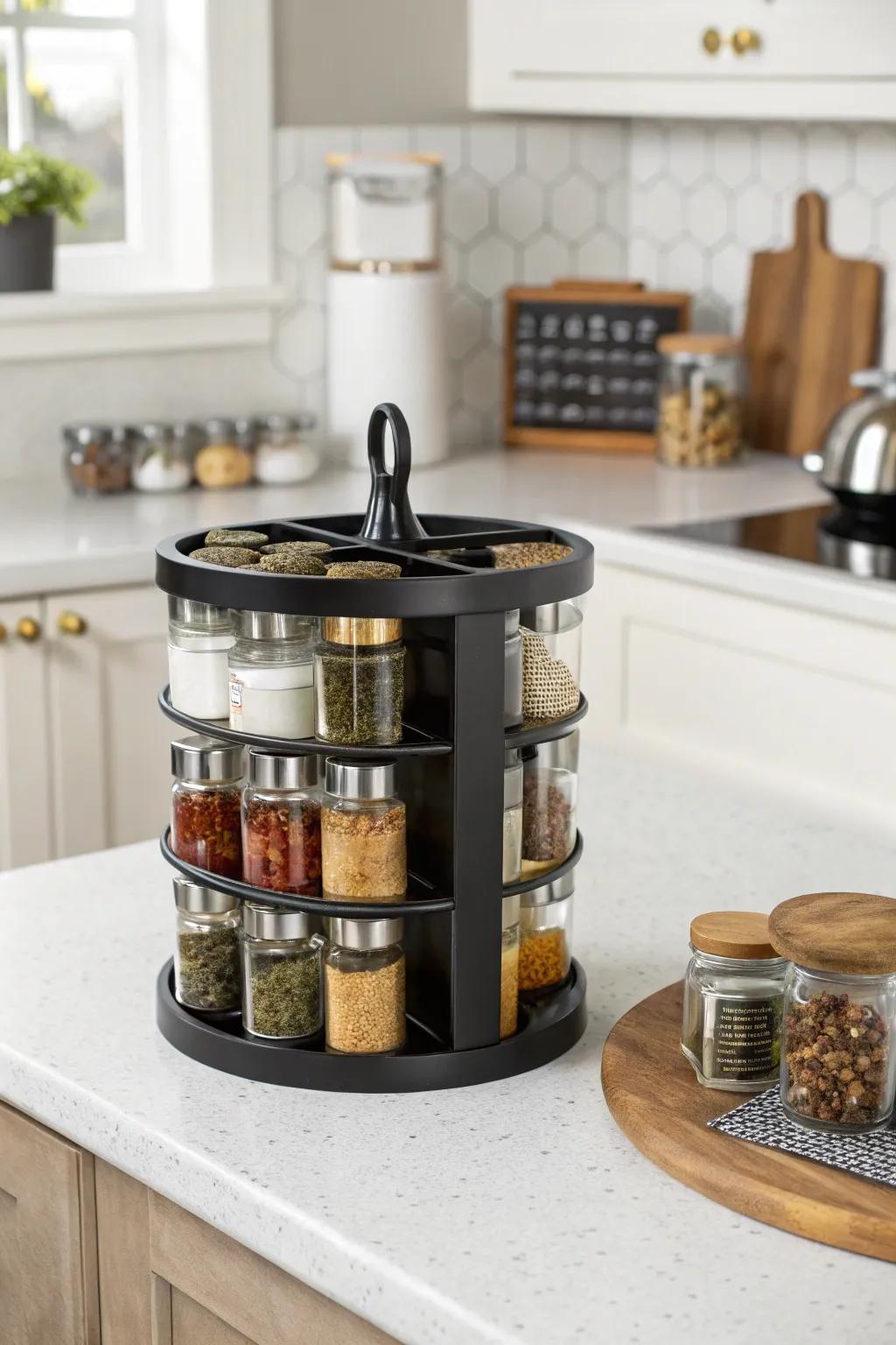 A half-moon spice rack.