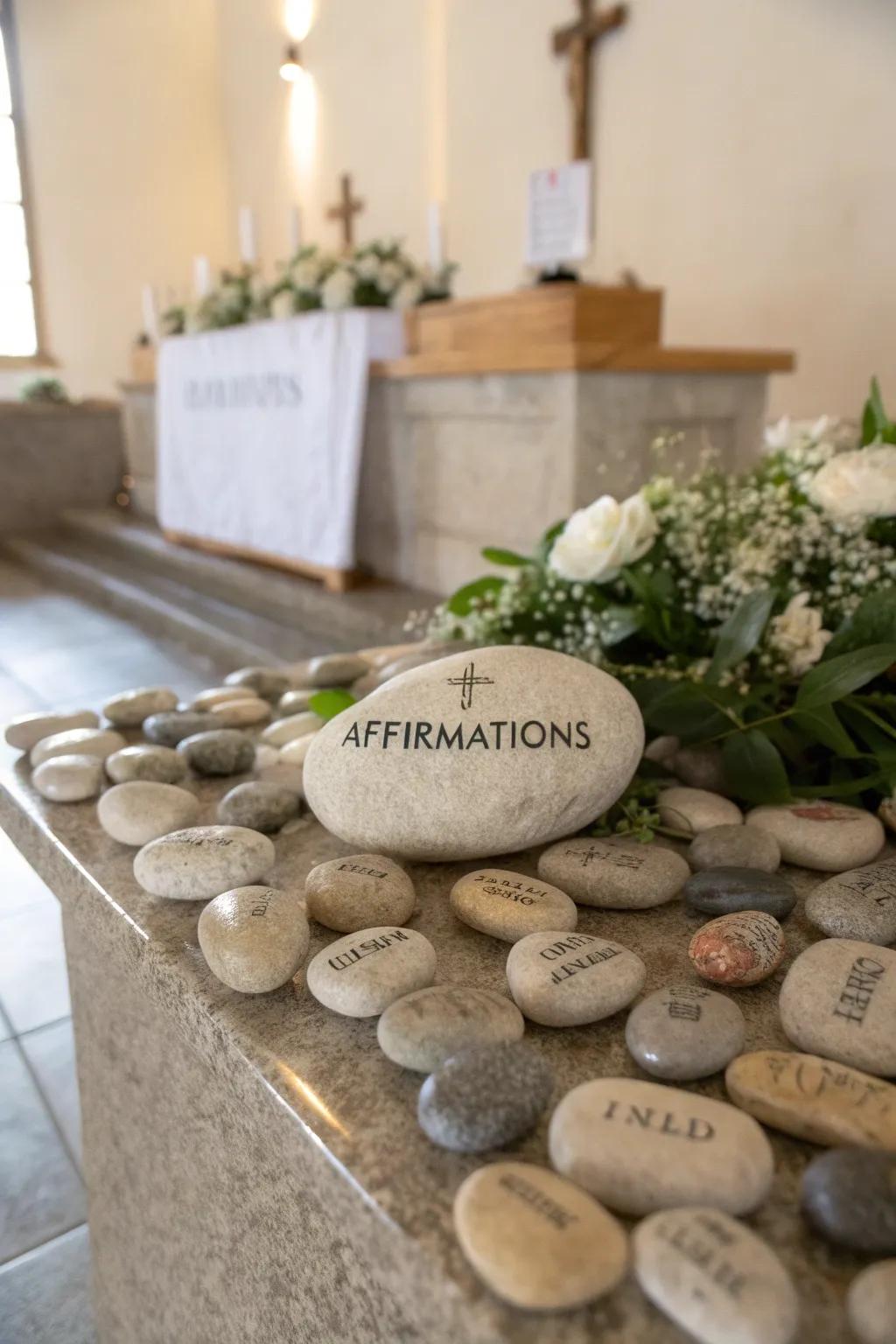 Bolstering intents through customized affirmation stones.