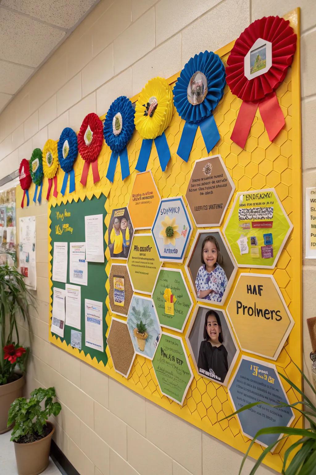 A honeycomb brimming with student success.