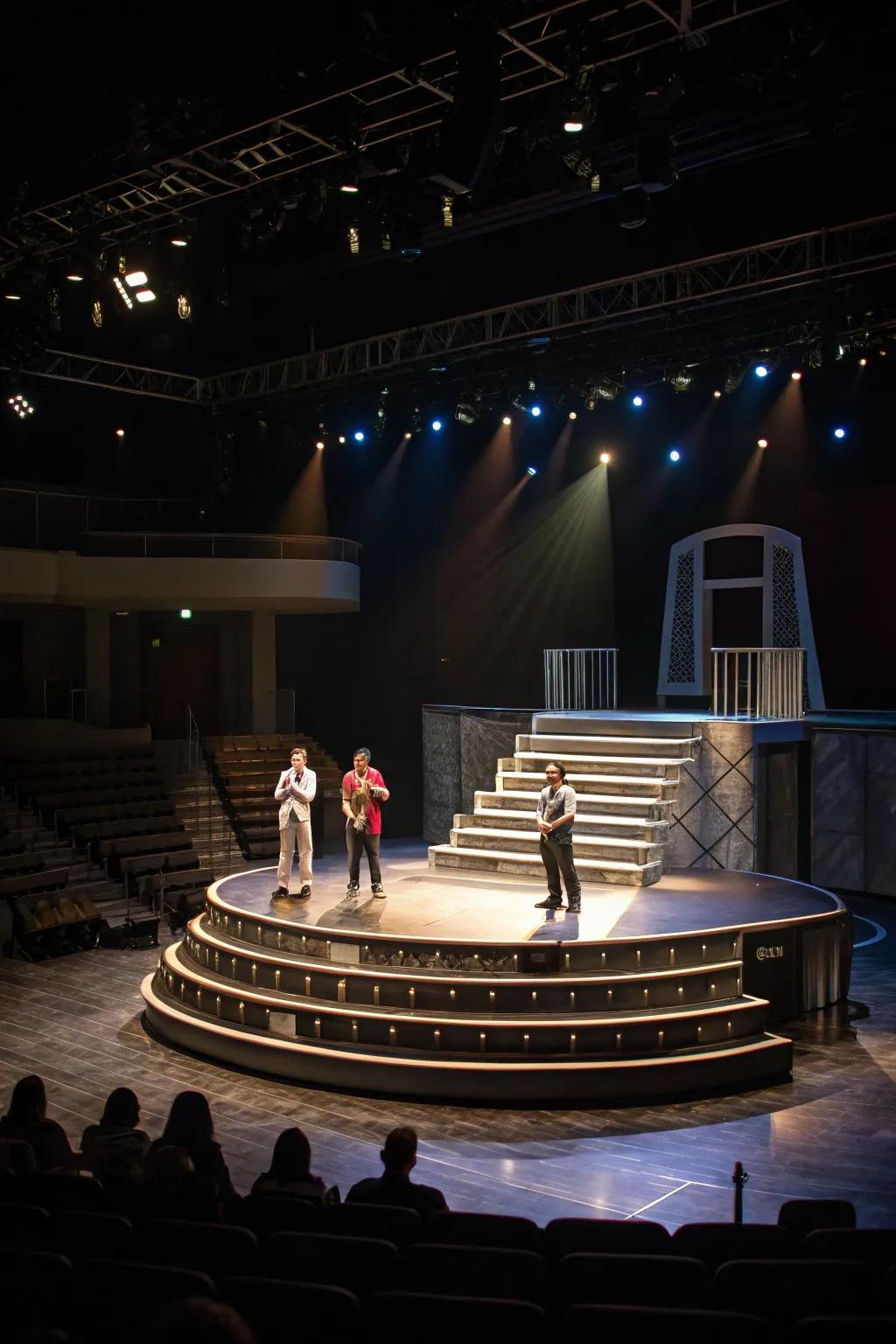 Tiered staging enhancing the spectacle.