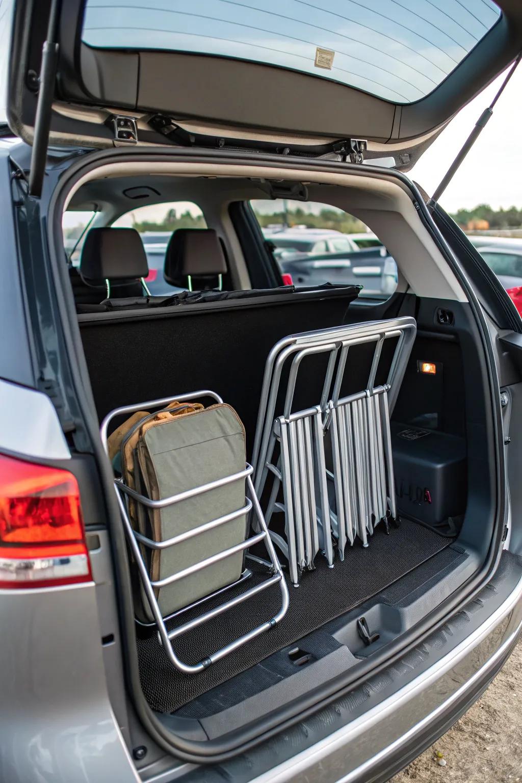 Use a trunk organizer to simplify the process of transporting folding chairs.