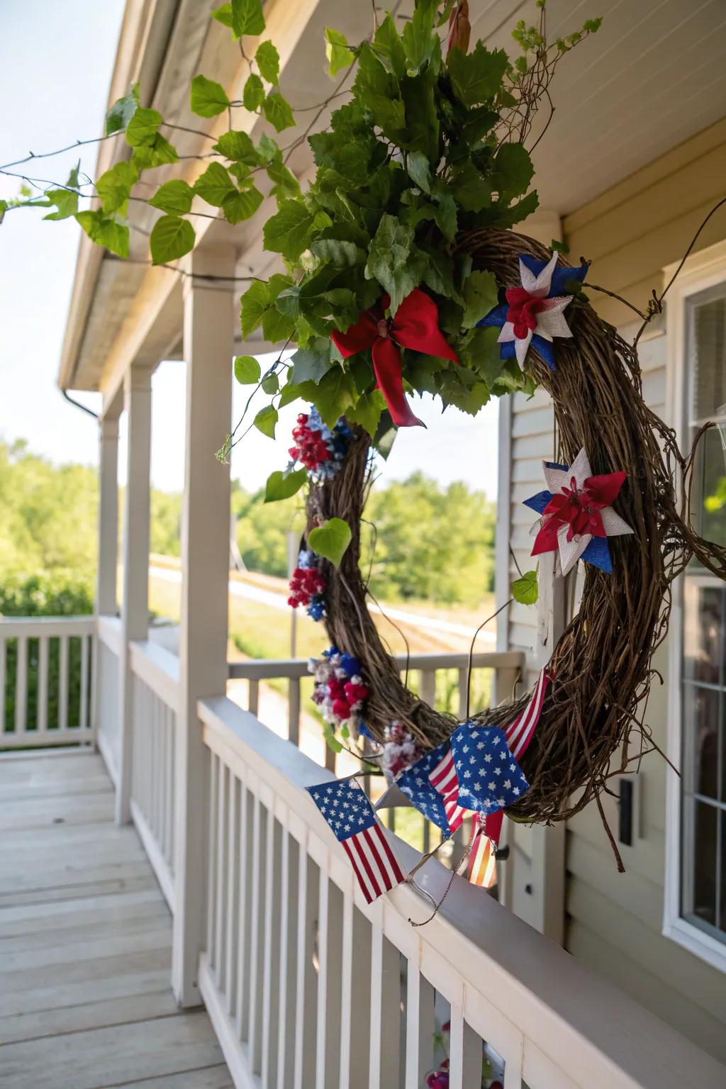 Express your patriotic sentiment with this festive wreath.