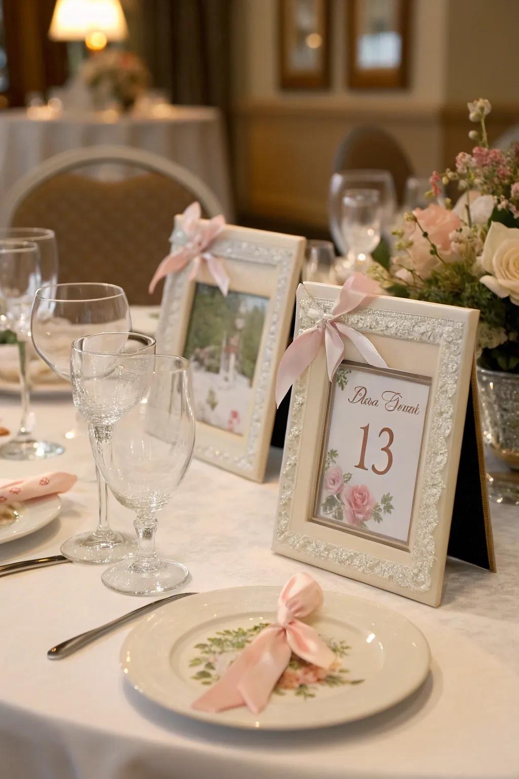 Individualized snapshot casings impart a sentimental essence to your tables.