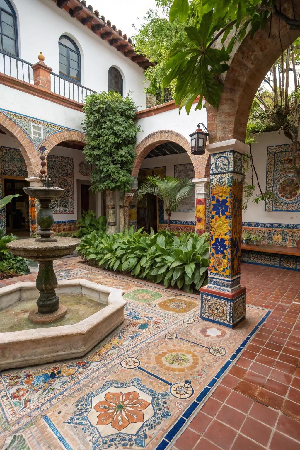 Forge an energetic retreat with an Artisan Motif-tiled courtyard.