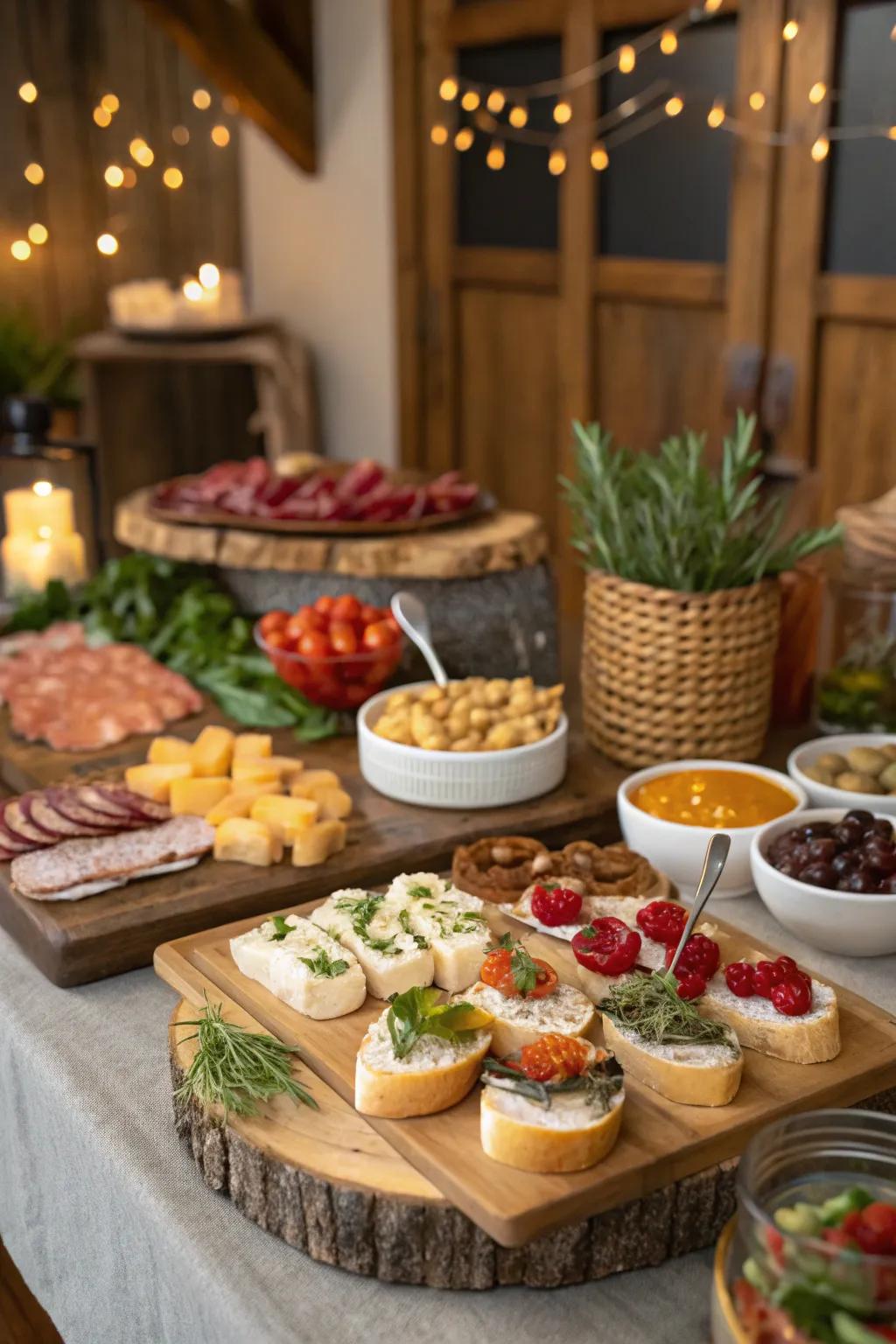 A custom crostini station makes the dining experience unique.
