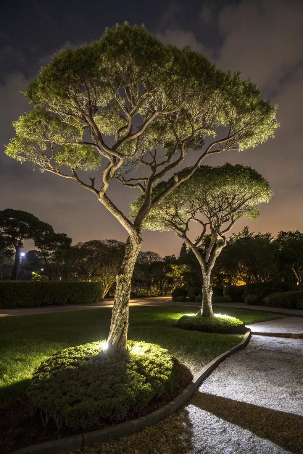 Amplify the focal point with a highlighted pair of trees.